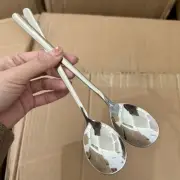 Stainless Steel Big Head Round Spoon Net Red Golden Dinner Long Handle Stirring