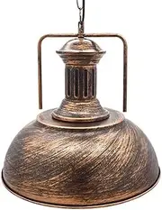 Metal Iron Industrial Pendant Light Fixture, Vintage Farmhouse Pendant Lighting, Retro Rustic Hanging Lamp, Single Chandelier for Kitchen Island Dining Room Table Bar Counter Entrance (Rust 2)