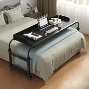 Extendable Rolling Overbed Table, Height & Length Adjustable Bedside Laptop Table Mobile Computer Workstation for Home Office Use(A,120cm)