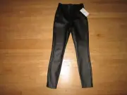 WITCHERY Black Vegan Leather Coated Ponte Side Zip Leggings Size 6 *NWT