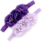My Lello Infant Baby Flower Headbands Chiffon Fabric Beaded Trio 2-Pack