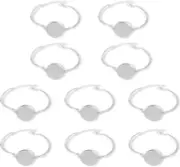 Bezel Blank Bracelet, 10 PCS Silver Alloy Adjustable Round Bracelet Trays