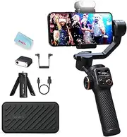 Hohem iSteady M6 Kit Gimbal Stabilizer for Smartphone 3-Axis with Magnetic Fill Light AI Vision Sensor for iPhone Android with 0.91-inch OLED Display Max Payload 400g,Ideal for YouTube vlog TikTok