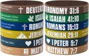 (Set of 6 Silicone Rubber Bible Wristbands - Christian Scripture Bracelets fo...