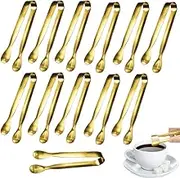 12 Pack Serving Tongs, Buffet Tongs Kitchen Tongs Stainless Steel Food Tong Sugar Tongs Small Serving Utensils for Tea Party Coffee Bar Catering Gold Tongs