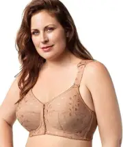 Elila Front Opening Wire-Free Posture Bra - Mocha (Size 18F)