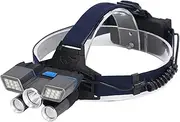 Headlamp, Rechargeable Headlight with 9 Levels L2 Bead, IPX4 Waterproof, USB Charging, for Outdoor Work, Fishing, Running