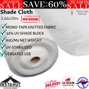 Instahut 30% UV Shade Cloth Shadecloth Sail Mesh Roll Sun Block Fabric White New