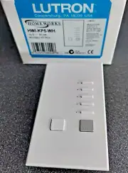 Lutron Homeworks HWI-KP5-WH 5 BUTTON KEYPAD WHITE W/ON-OFF SWITCH NEW