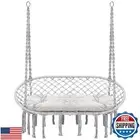 Homgava Hammock Chair Macrame Hanging Swing with Cushion,Hanging Cotton Ropes