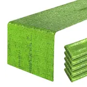 6 Packs 12 x 72 inches Green Sequin Table Runner, Glitter Runner for Birthday...