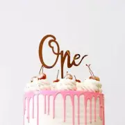 Acrylic Rose Gold 'One' Birthday Cake Topper