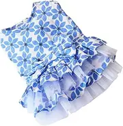 Toddmomy Maple Leaf Lace Dog Skirt Fashion Pet Tutu Dress Adorable Pet Costume Puppy Summer Bow Lace Dress (Blue Size)