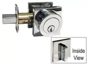 Polished Chrome Square Plate Single Deadbolt Door Lock lockset Knobs