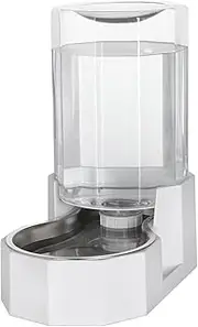 Sfozstra Automatic Pet Water Dispenser with Stainless Steel Bowl, Gravity Waterer, Angular Water Feeder for Small to Large Dogs and Cats (White, 6L Without Filter)