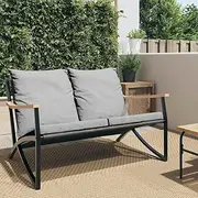 Patio Furniture Sets Garden Bench with Cushions 120 cm Black Steel