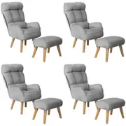 Oikiture 4x 360 Swivel Recliner Armchair Lounge Ottoman Chair With Stool Grey