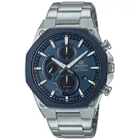 在飛比找蝦皮商城優惠-【CASIO】EDIFICE 藍面超薄三眼計時太陽能不鏽鋼男