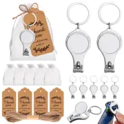 50 pieces Silver Nail clipper Keychain Opener Send tag Card White drawstring ...