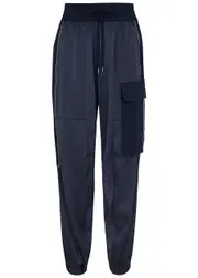 High Energize Satin-crepe Cargo Trousers - Navy - 8 8