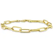 Amour Yellow Plated Sterling Silver 6mm Polished Paperclip Chain Anklet - 9 in.