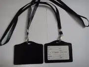 12 ID Card Holder Horizonal strap Lanyard PU Leather for Retractable Badge
