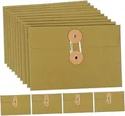 COHEALI 10pcs Vintage Kraft Paper Envelopes Tie Clip Storage Bag for Cards and Documents