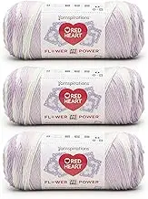 Red Heart All in ONE Flower Power Wisteria Yarn - 3 Pack of 8.8oz/250g - 100% Acrylic - #4 Worsted (Medium) - 440 Yards - Knitting/Crochet