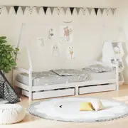vidaXL Kids Bed Frame with Drawers White 90x190 cm Solid Wood Pine