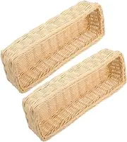 TEMPNAP Handmade Rattan Storage Baskets 2pcs Woven Cutlery Holder for Kitchen Organization