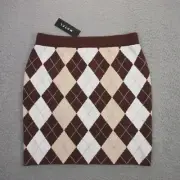 Motel Womens Riani Knit Skirt size XL Argyle Preppy Academia Sweater Pull On NEW