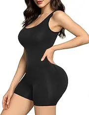 [Trinorla] Women's Shapewear with Removable Butt Pads Tummy Control Padded Shapewear Butt Lifter Booty Enhancer Black Bodysuit