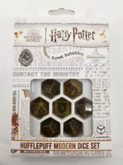HARRY POTTER. HUFFLEPUFF MODERN DICE SET BLACK ROLE GAMES Q-WORKSHOP NEW Yellow