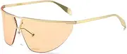 [HDUBFY] Retro Oversized Women Sunglasses Rimless Gradient Mirror Shades UV400 Men Sun Glasses