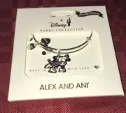 Disney Alex & Ani 2020 Christmas Mickey Minnie Ice Skating Bracelet LE New