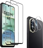 Compatible with Xiaomi Redmi A5 Screen Protector and Camera Lens Protector, [2+2 Pack] 9H Hardness High Definition Tempered Glass, Bubble-Free Ultra Resistant (Black)