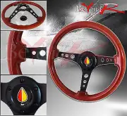 350mm Light Wood Black Center Steering Wheel Jdm Vip Elder Leaf Button Horn Logo (for: Lexus)