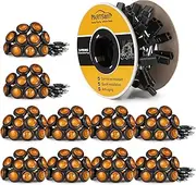 Partsam 100 Pcs 3/4" Side Marker Amber Lights with Connector Plug + 2 Pin Continuous Wire Harness Roll, Plug and Play Hassle-Free Installation for Trailers, Trucks, Vans, RVs, ATVs, Buses