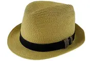 Dents Toyo Straw Trilby Fedora Hat Summer Fedora Small Brim - Natural/Black - S/M