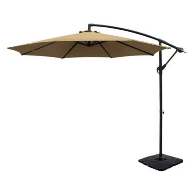 NNEDSZ 3m Umbrella w/Base Outdoor Cantilever Beach Garden Patio Parasol Beige