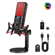 X3W Dual Mode Wireless RGB Gaming Microphone Intelligent Noise Cancelling Condensor 2.4G Wireless Wired E-sports Gamer M
