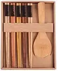 5 Pair Bamboo Chopsticks with 1 Wooden Rice Spoon Free Shipping