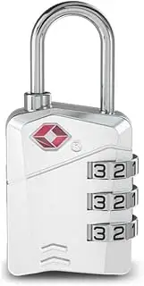 [TaiCy] TSA Approved Luggage Lock,Alloy Body, Digit Combination Padlocks and Steel Cable Combination,Travel Lock for Suitcases & Bag, Travel Accessories (（Silver*1)-558