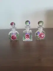 Vintage Mini Hand Painted Perfume Bottles Lot (3) Empty Bottles