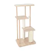 Costway 1.26m Wooden Scratching Post Cat Tree Tower Natural