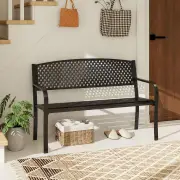 Costway127 cm Outdoor Bench Garden Bench with Wave Back-Black