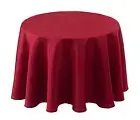 Textured Fabric Round Christmas Tablecloths 60", Red Water Resistant Fabric T...