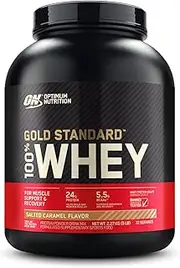 [OPTIMUM NUTRITION] Gold Standard 100% Whey Protein Powder, Salted Caramel, 2.27kg - [2024/2025 plastic neck band packaging may vary]