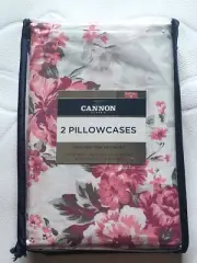 CANNON Classic Standard FLORAL PILLOWCASES Set of 2 Pink FLOWERS