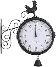 Double Sided Wall Clock, Retro Wall Clock Outdoor Indoor Garden, Sturdy and Not Easily Damaged, Easy to Read